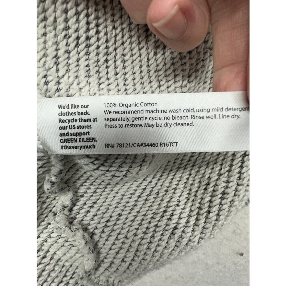 Eileen Fisher Cardigan Size M Grey Heather Organic Cotton Terry Collar Jacket - Picture 7 of 8